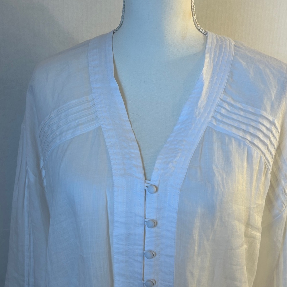 NWT Rag & Bone Viviana V-Neck Button Front Ramie White Blouse Sz L - Picture 5 of 15